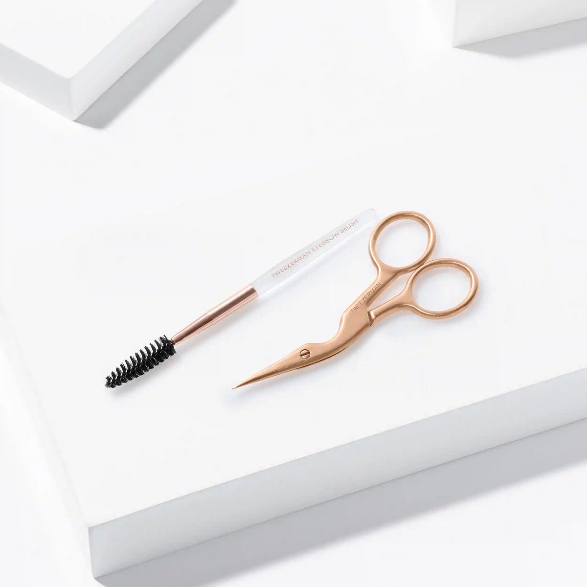 Rose Gold Brow Shaping Scissors and Brush