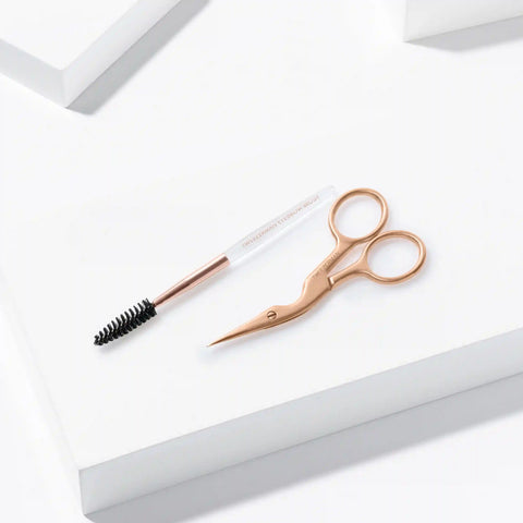 Rose Gold Brow Shaping Scissors and Brush